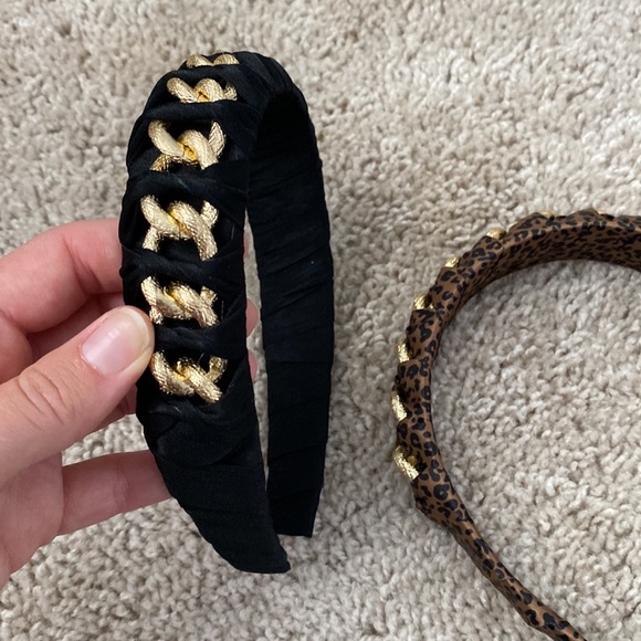 Set of chiche head bands - black and cheetah print with gr chain detail - Picture 4 of 5